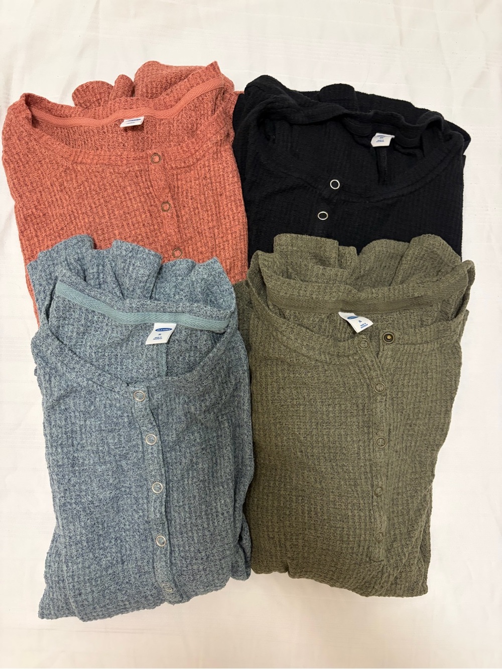 Bundle of 4 - Old Navy soft oversized waffle button Henleys